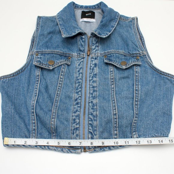 BDG Urban Outfitters Full Zip Cropped Denim Vest L - Picture 7 of 8